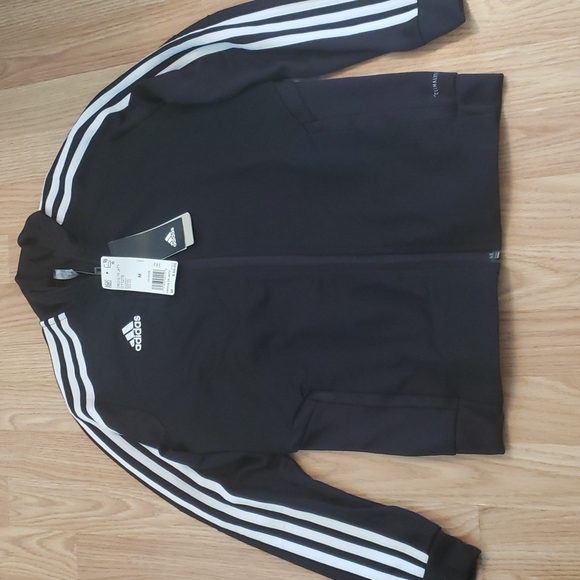 adidas Other - Adidas Black 3 Striped Zip Up Jacket womens Size Med